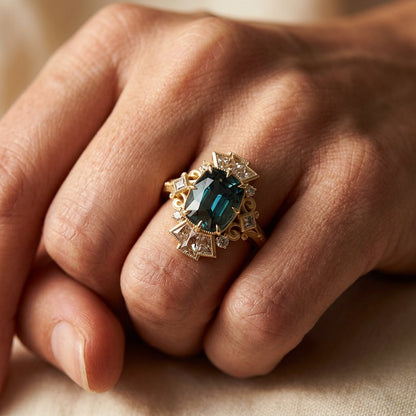 Vintage Gold Sapphire Filigree Ring