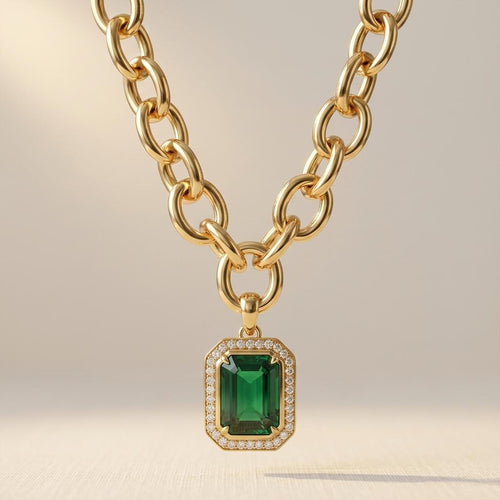 Emerald Gold Pendant Necklace