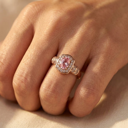 Rose Gold Pink Tourmaline Oval Ring