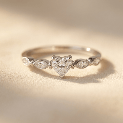 Elegant Flower Zirconia Silver Ring