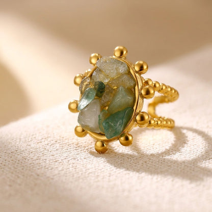 Vintage Gold Raw Emerald Oval Ring
