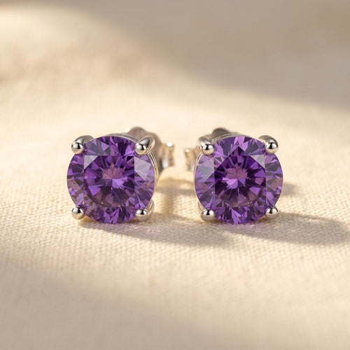 Purple Cubic Zirconia Stud Earrings