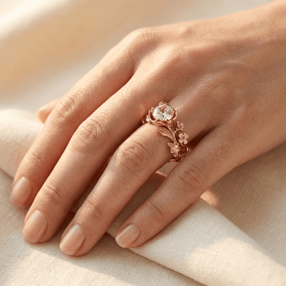 Luxurious Floral Zirconia Engagement Ring