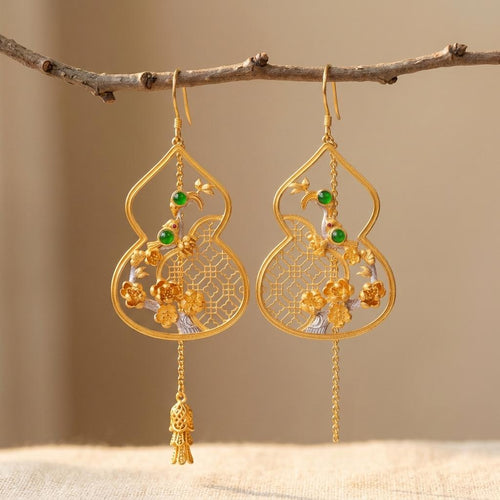 Gold Filigree Teardrop Chandelier Drop Earrings