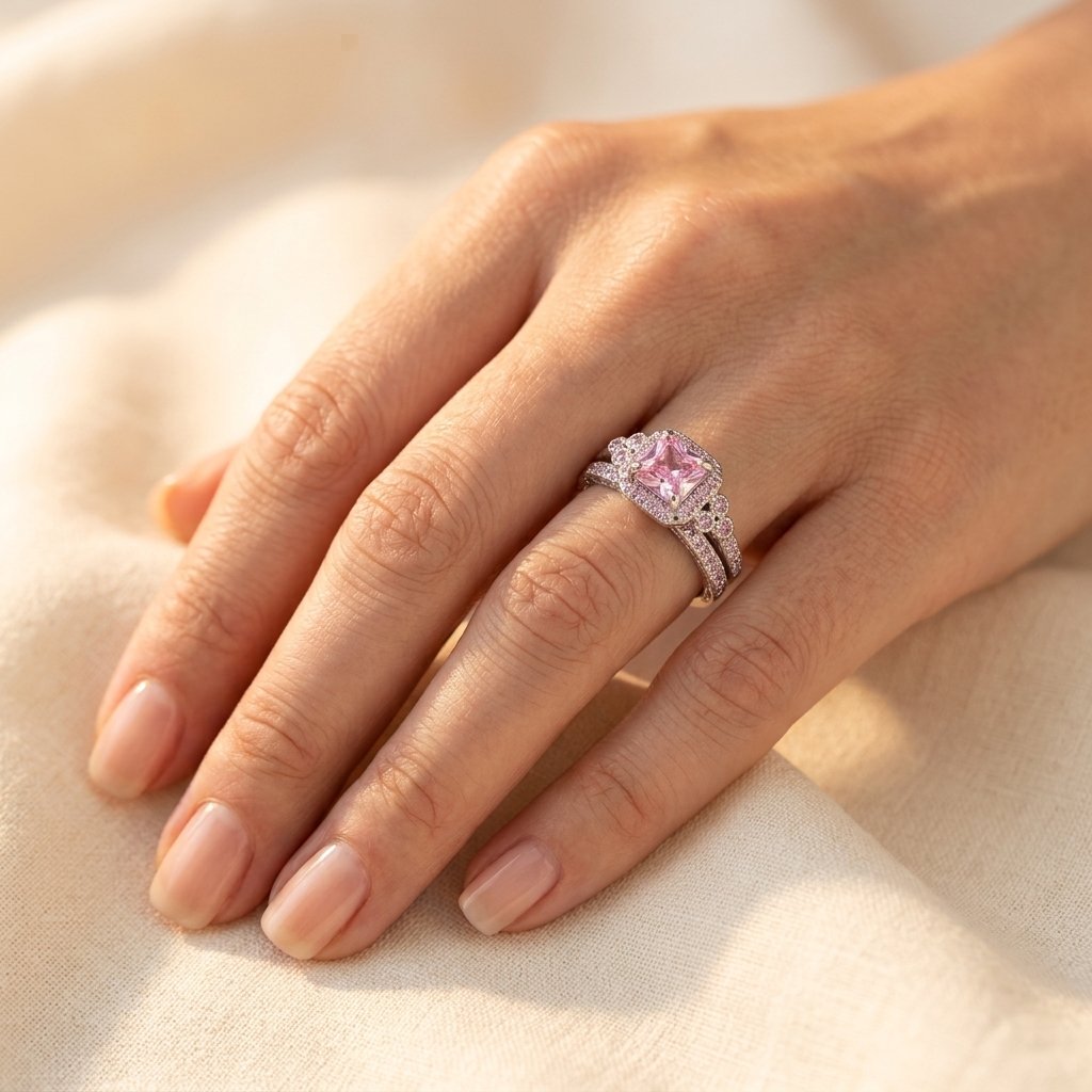 Vintage Rose Gold Filigree Oval Ring Set