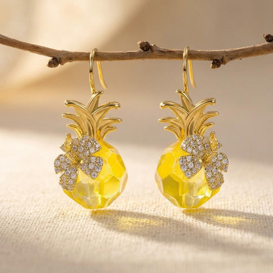 Pineapple Golden Resin Earrings