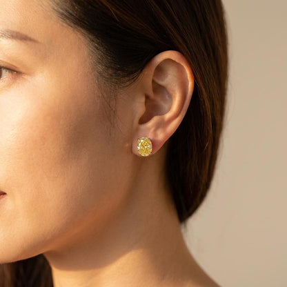 Oval Zirconia Colorful Stud Earrings