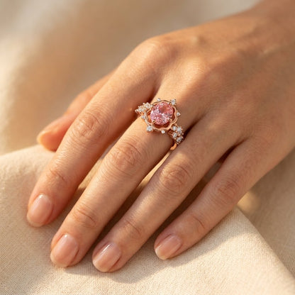 Rose Gold Pink Tourmaline Filigree Ring
