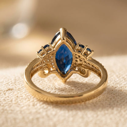 Gold Sapphire Marquise Filigree Ring