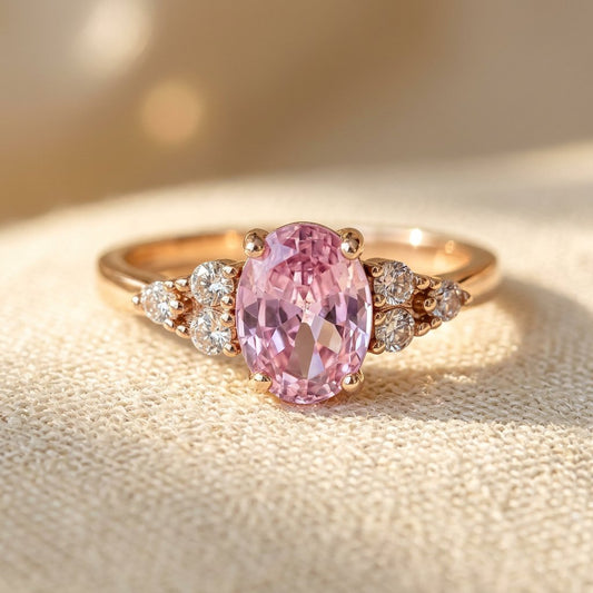 Rose Gold Pink Tourmaline Oval Ring
