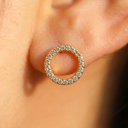 Gold Crystal Circle Halo Earrings
