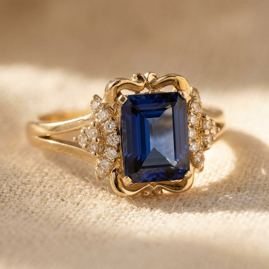 Vintage Gold Sapphire Filigree Ring