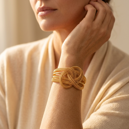 Gold Geometric Hollow Open Cuff Bracelet