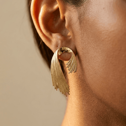 Elegant Gold Tassel Drop Earrings