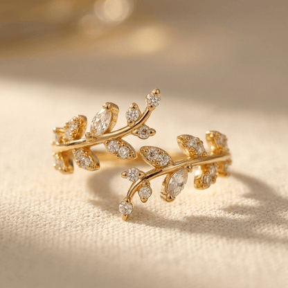 Bohemian Gold Synthetic Flower Vine Ring