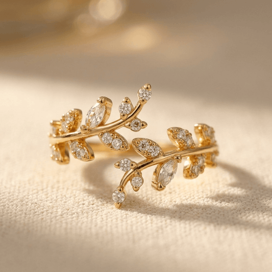 Bohemian Gold Synthetic Flower Vine Ring