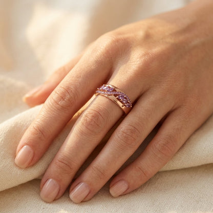Rose Gold Purple Amethyst Wing Ring