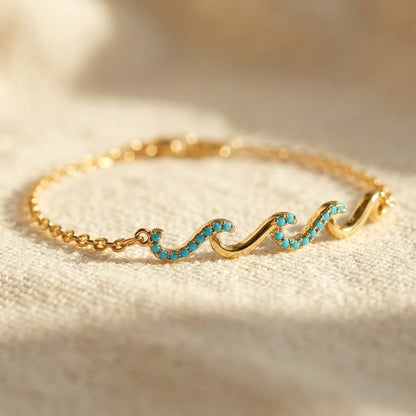 Boho Gold Turquoise Wave Bracelet