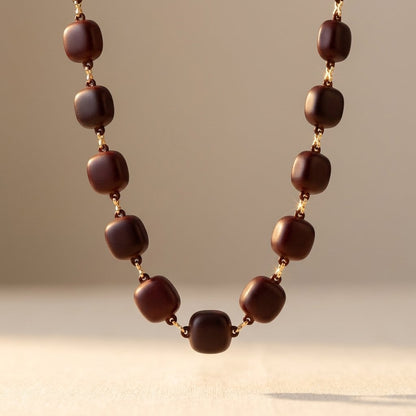 Retro Gold Chocolate Sphere Bead Necklace