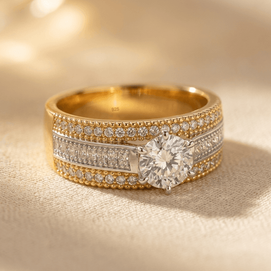 Two Tone Cubic Zirconia Statement Ring