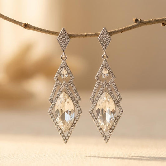 Sparkling Drop Earrings With Inlaid Stones