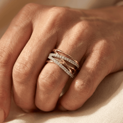 Silver Gold Crossover Cubic Zirconia Ring