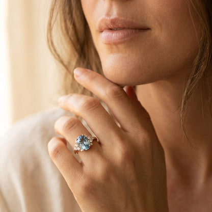 Rose Gold London Blue Topaz Oval Ring