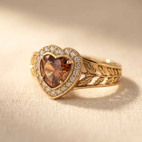 Vintage Gold Smoky Quartz Heart Ring