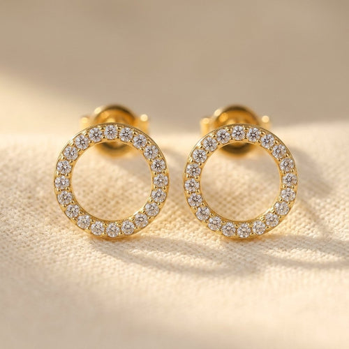 Gold Crystal Circle Halo Earrings