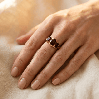 Copper Hexagonal Zirconia Star Unisex Ring